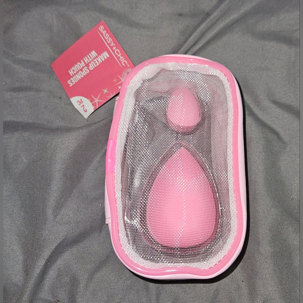 Pink Makeup Sponge Set with Mesh Pouch NWT